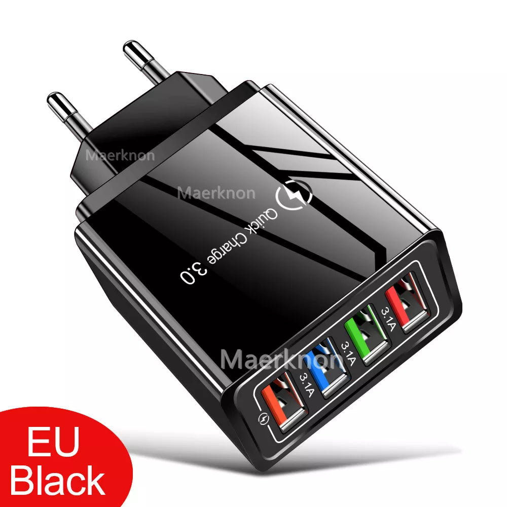 USB Charger Quick Charge 3.0 4 Ports Phone Adapter