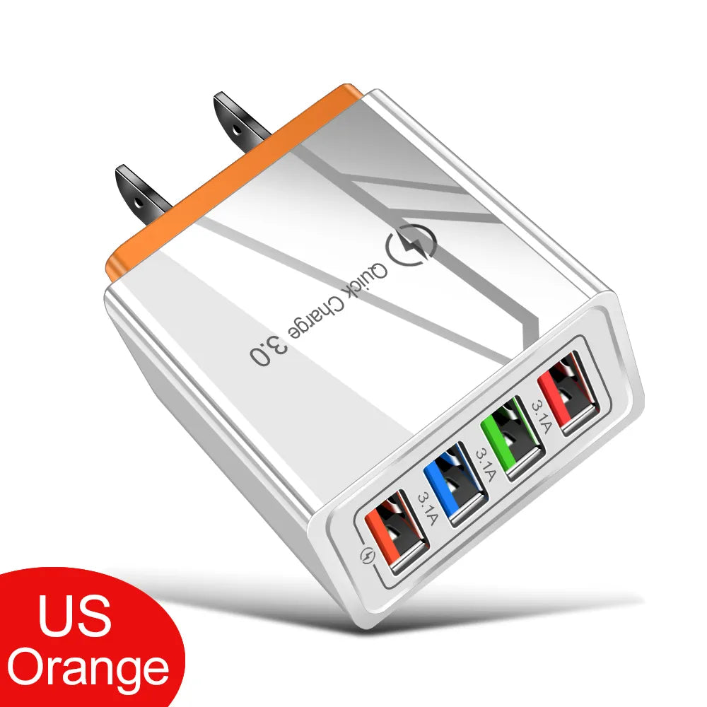 USB Charger Quick Charge 3.0 4 Ports Phone Adapter