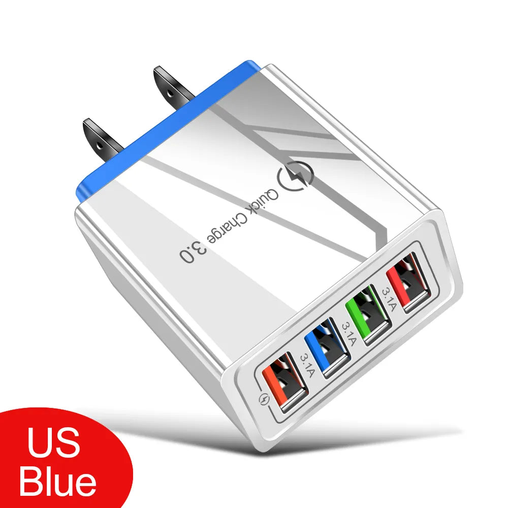 USB Charger Quick Charge 3.0 4 Ports Phone Adapter