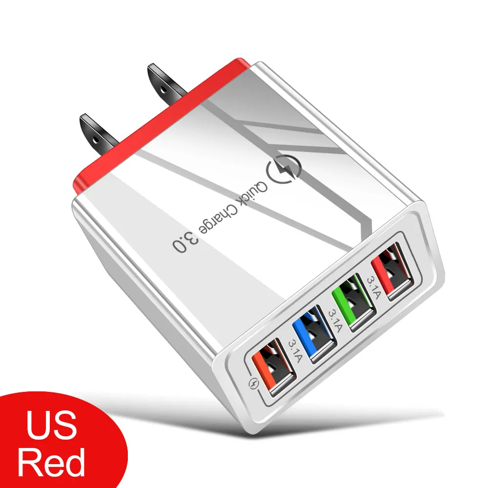USB Charger Quick Charge 3.0 4 Ports Phone Adapter