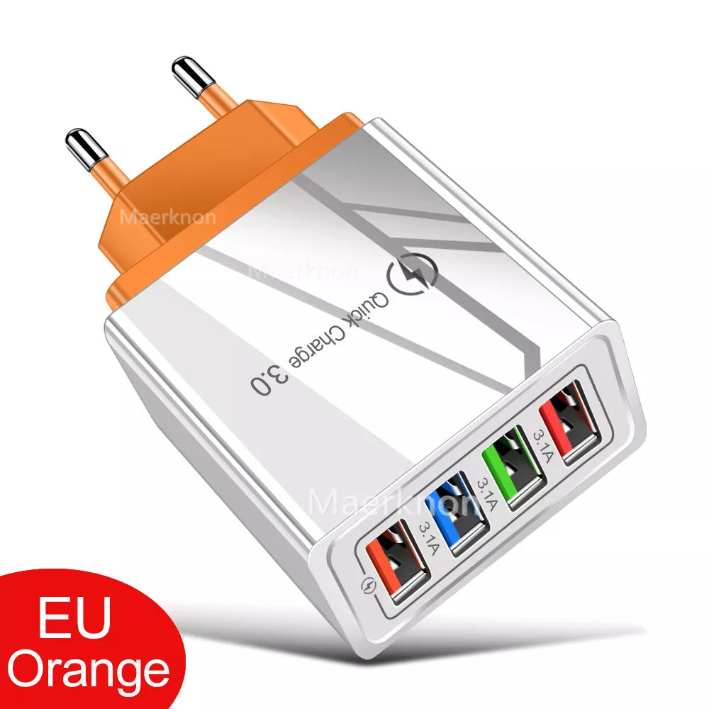 USB Charger Quick Charge 3.0 4 Ports Phone Adapter