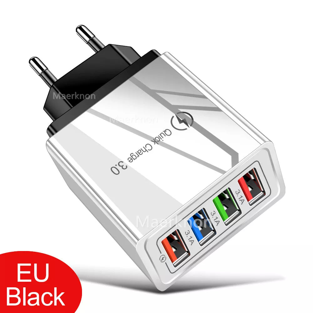 USB Charger Quick Charge 3.0 4 Ports Phone Adapter
