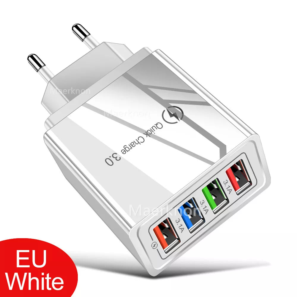 USB Charger Quick Charge 3.0 4 Ports Phone Adapter