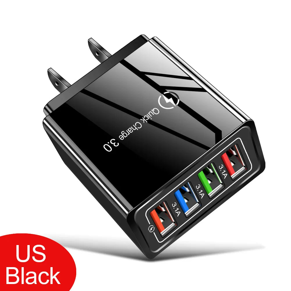 USB Charger Quick Charge 3.0 4 Ports Phone Adapter