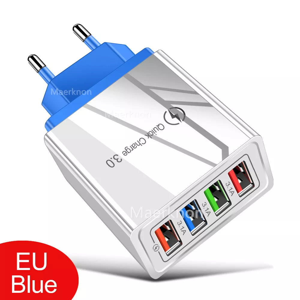 USB Charger Quick Charge 3.0 4 Ports Phone Adapter