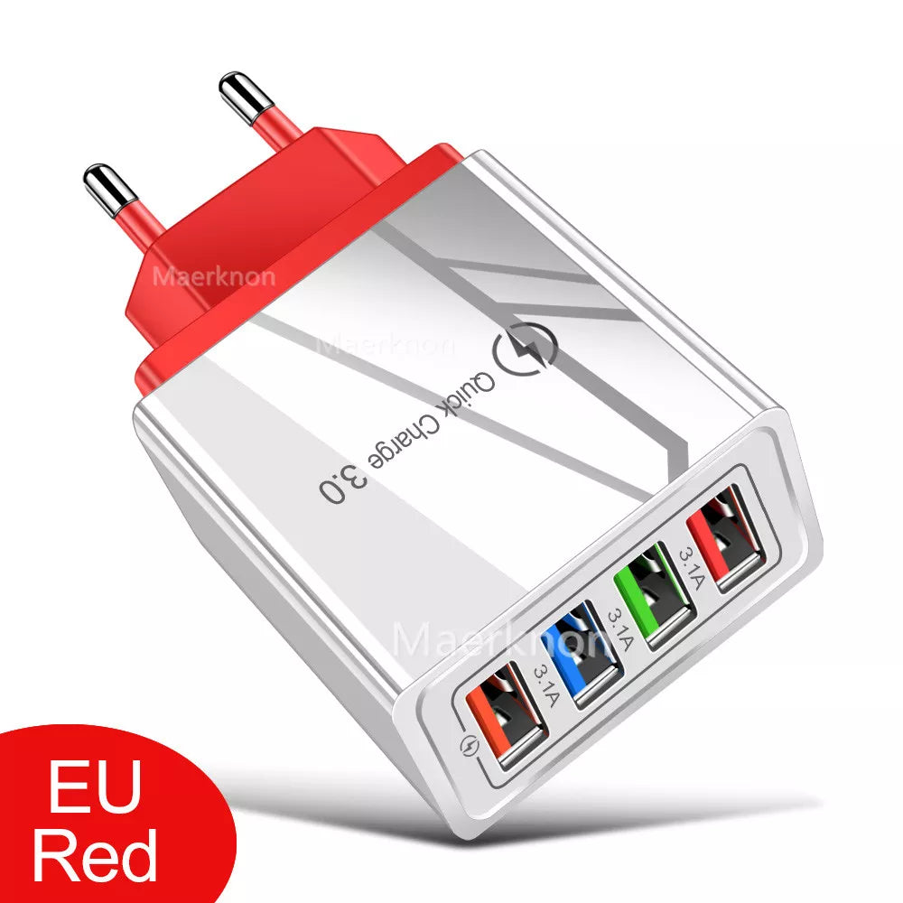 USB Charger Quick Charge 3.0 4 Ports Phone Adapter