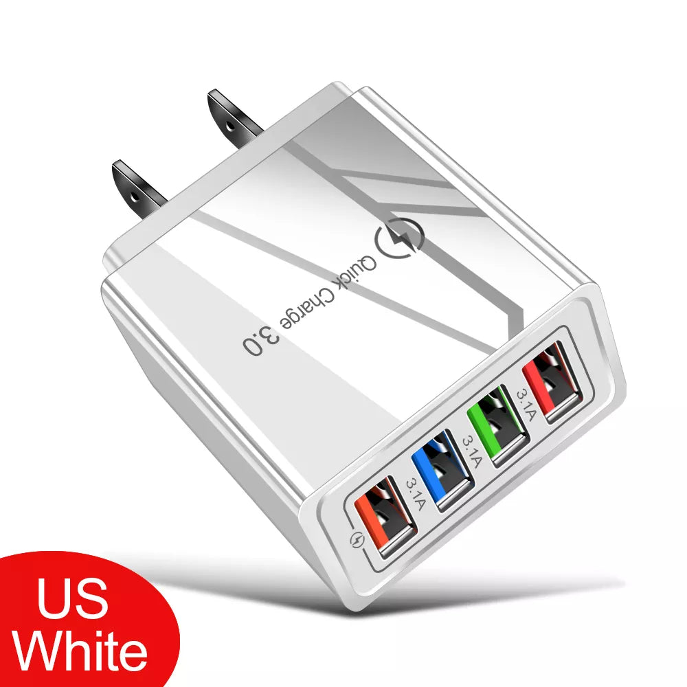 USB Charger Quick Charge 3.0 4 Ports Phone Adapter