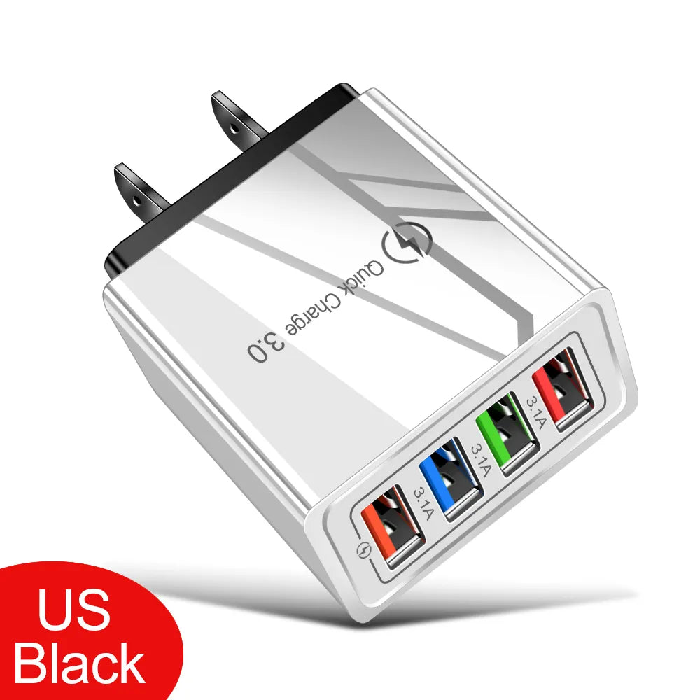 USB Charger Quick Charge 3.0 4 Ports Phone Adapter