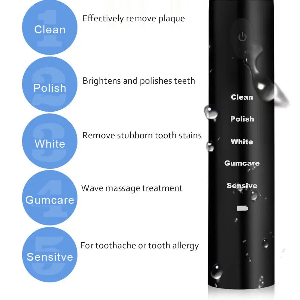 Powerful Ultrasonic Electric Toothbrush USB Charge Rechargeable Tooth Brush