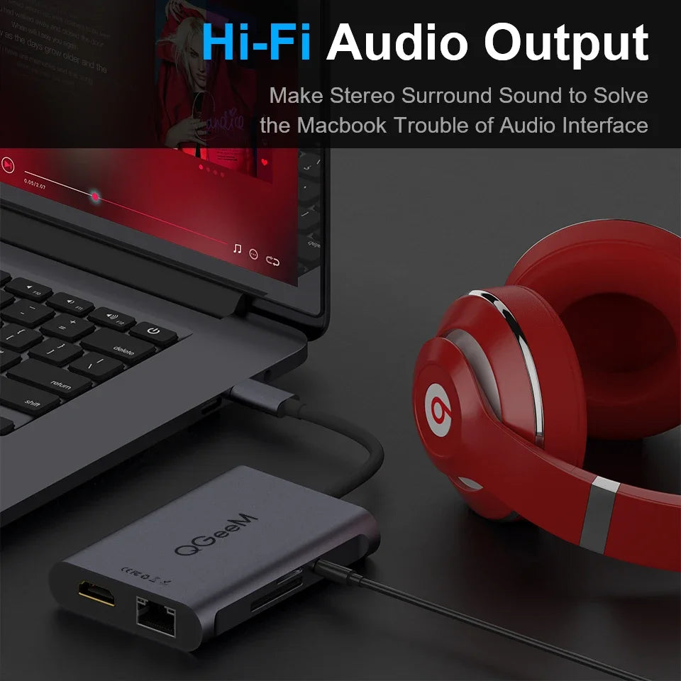 QGeeM 8 in 1 USB C Hub