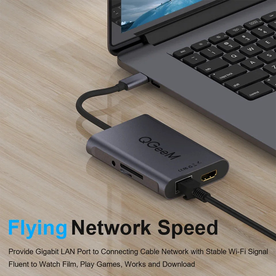 QGeeM 8 in 1 USB C Hub