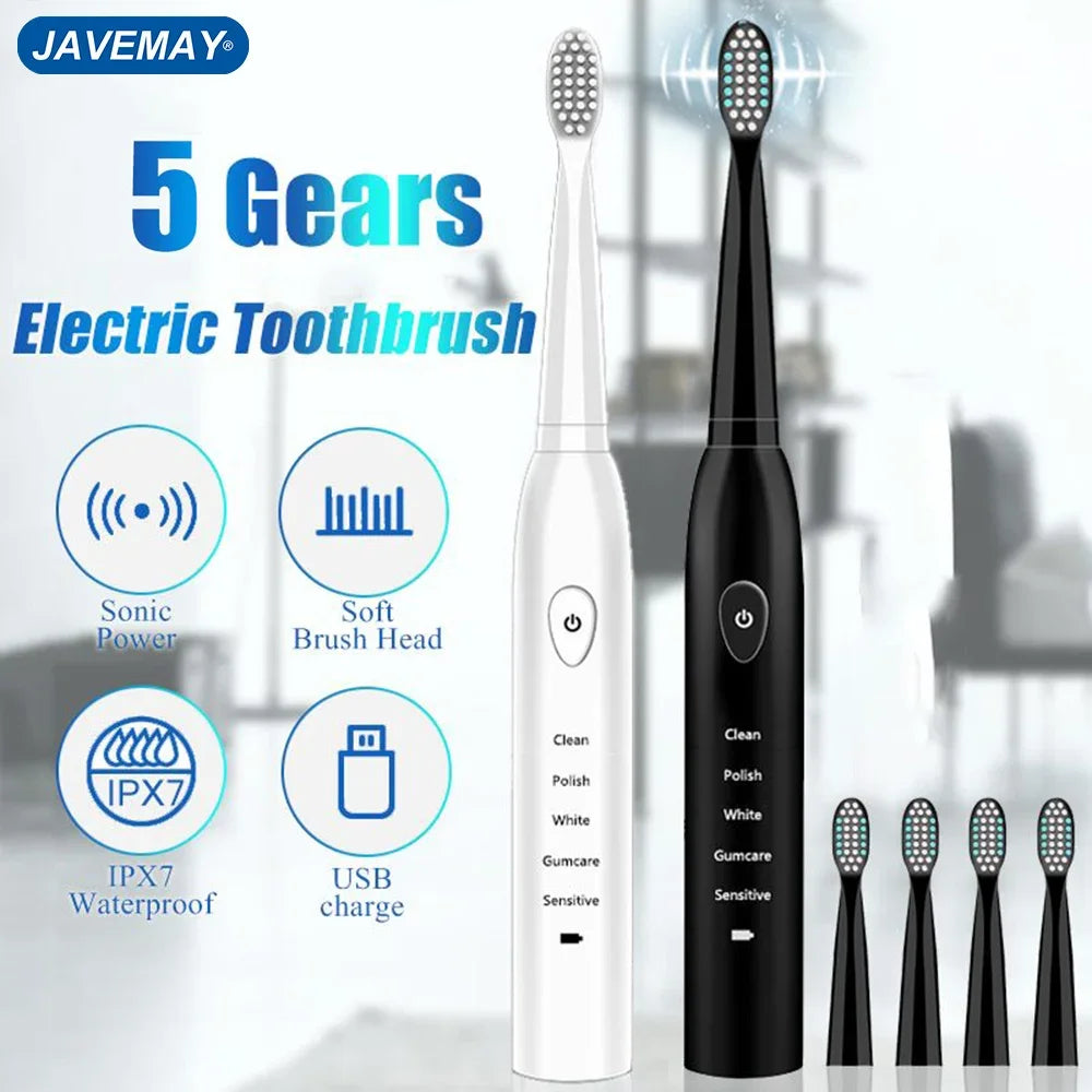 Powerful Ultrasonic Electric Toothbrush USB Charge Rechargeable Tooth Brush