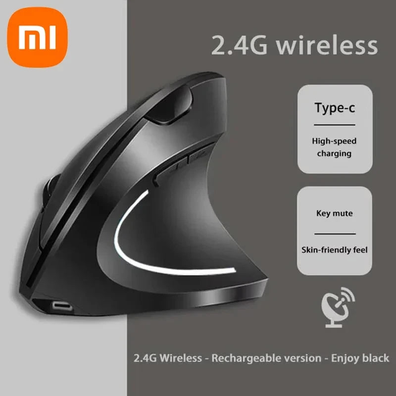 Xiaomi Wireless Bluetooth Vertical Mouse Personalised Side Grip Ergonomic Rechargeable 2.4G Mute Gaming Mouse For PC Computer