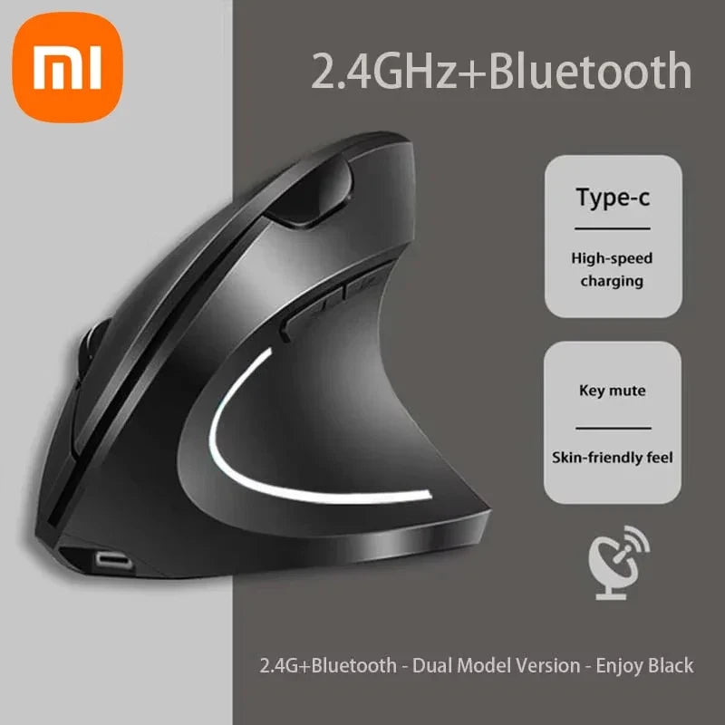Xiaomi Wireless Bluetooth Vertical Mouse Personalised Side Grip Ergonomic Rechargeable 2.4G Mute Gaming Mouse For PC Computer