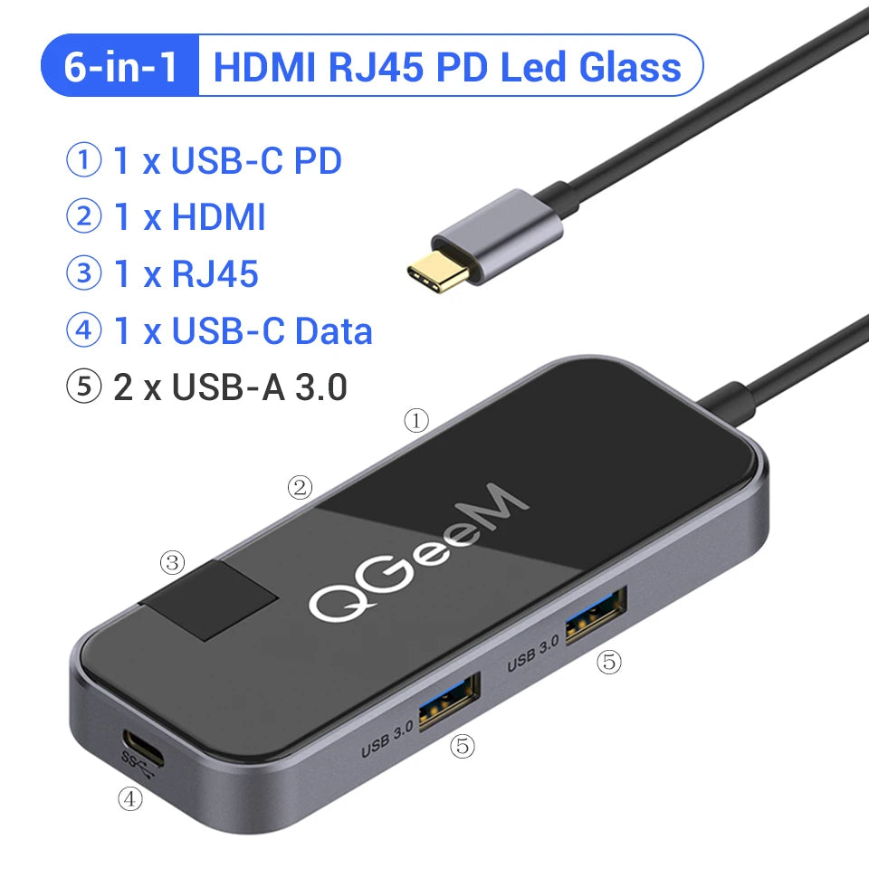 QGeeM 8 in 1 USB C Hub