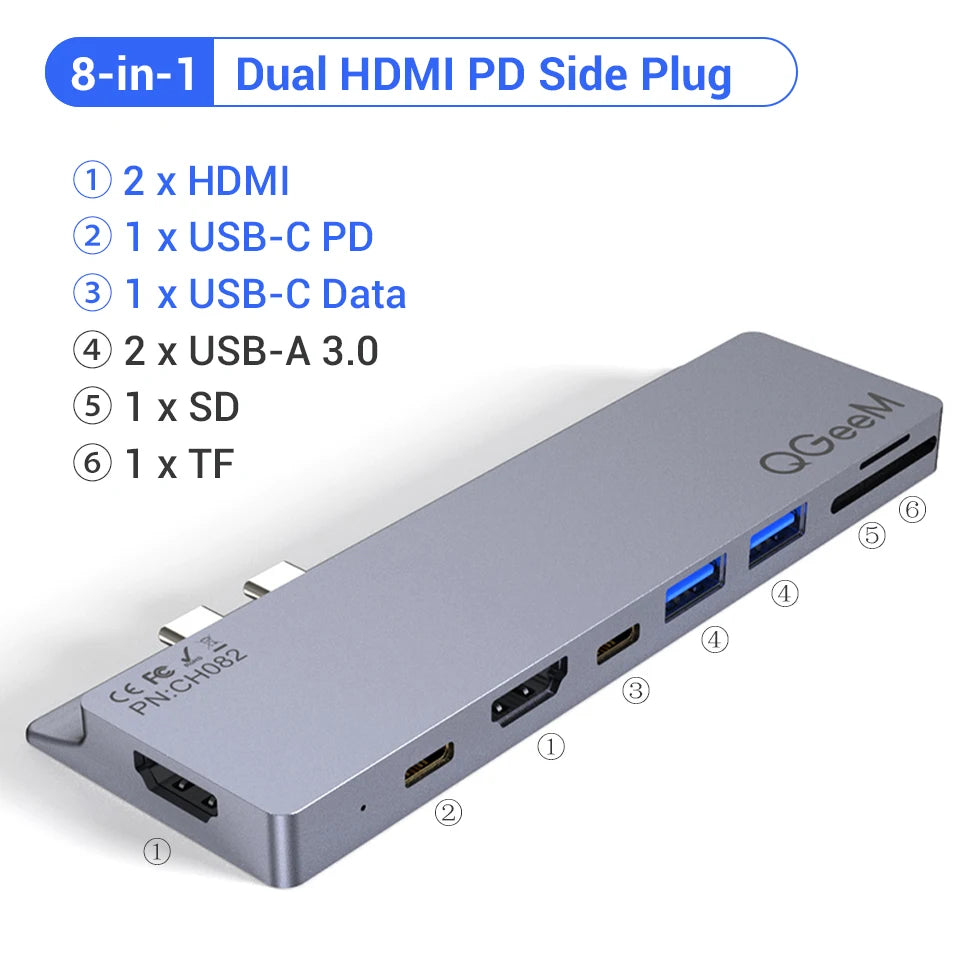 QGeeM 8 in 1 USB C Hub