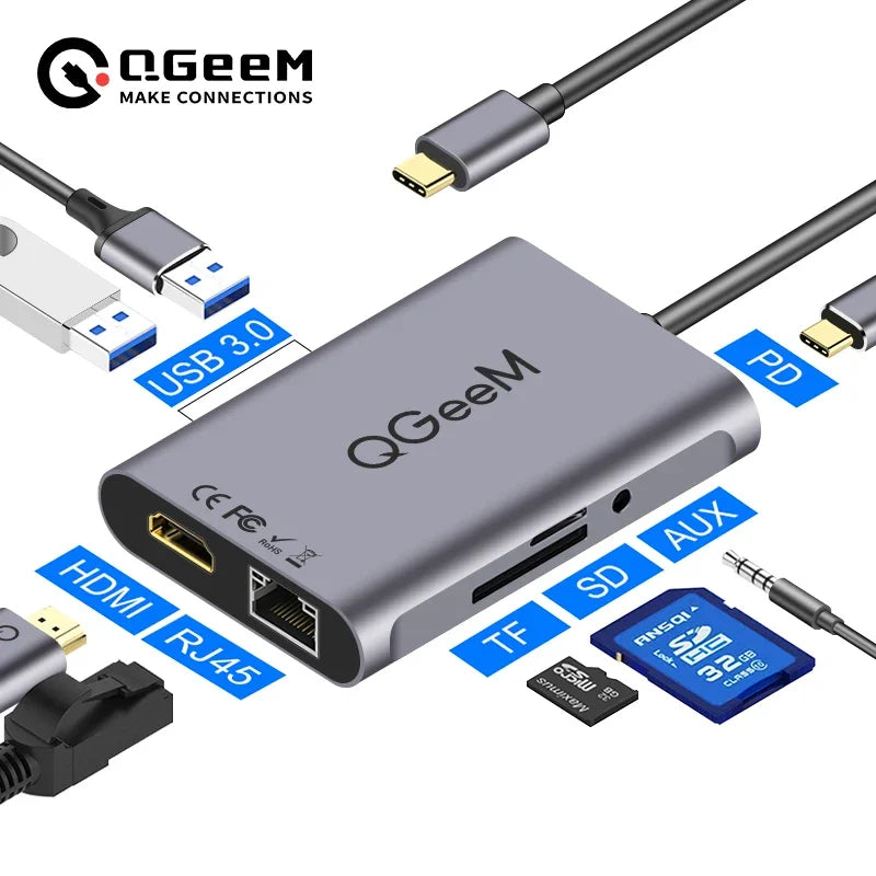 QGeeM 8 in 1 USB C Hub