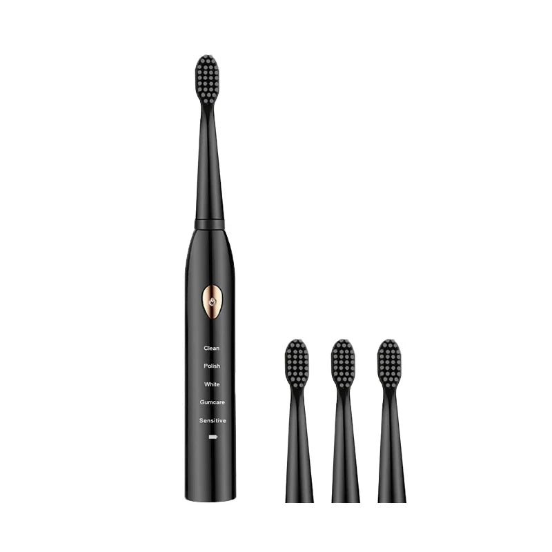 Adult Black White Classic Acoustic Electric Toothbrush Adult 5-gear Mode USB Charging IPX7 Waterproof Acoustic Electric