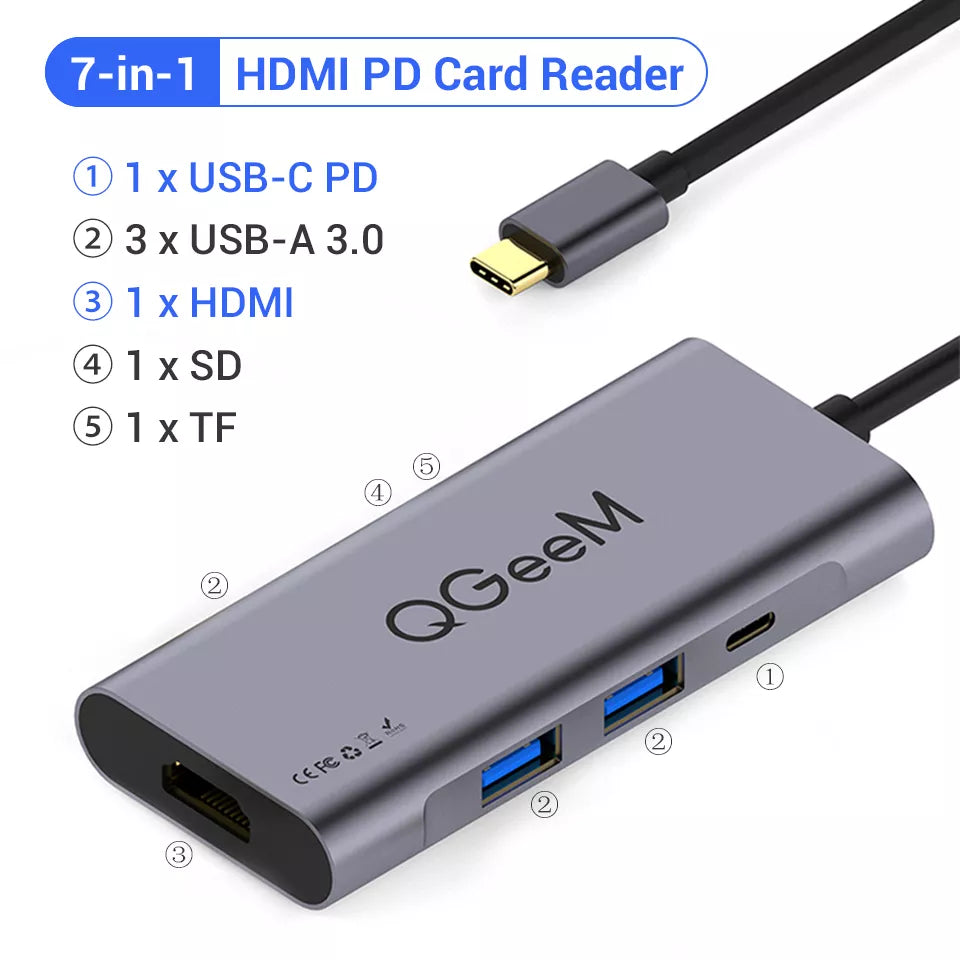 QGeeM 8 in 1 USB C Hub