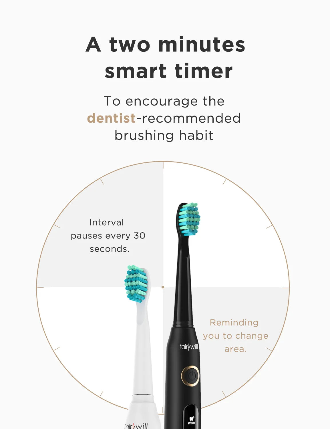Fairywill Sonic Electric Toothbrush FW-D7 Set USB Charge Toothbrushes