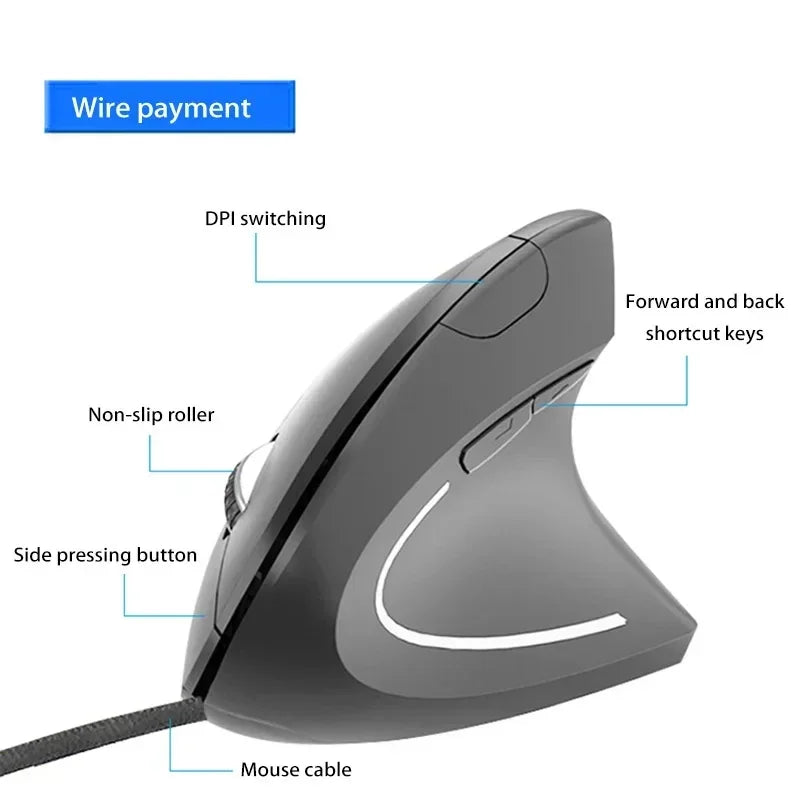 Xiaomi Wireless Bluetooth Vertical Mouse Personalised Side Grip Ergonomic Rechargeable 2.4G Mute Gaming Mouse For PC Computer